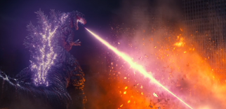 Godzilla shooting fire